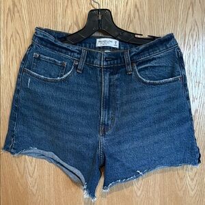 Abercrombie & Fitch Blue Denim Shorts, Curve love 4 inch mom short high rise